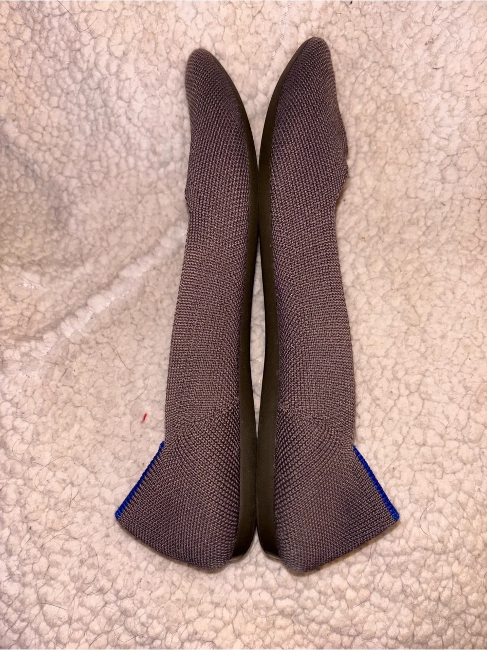 Rothy’s The Point Brown Taupe Knit Blue Trim Flats Women’s Size 6 US